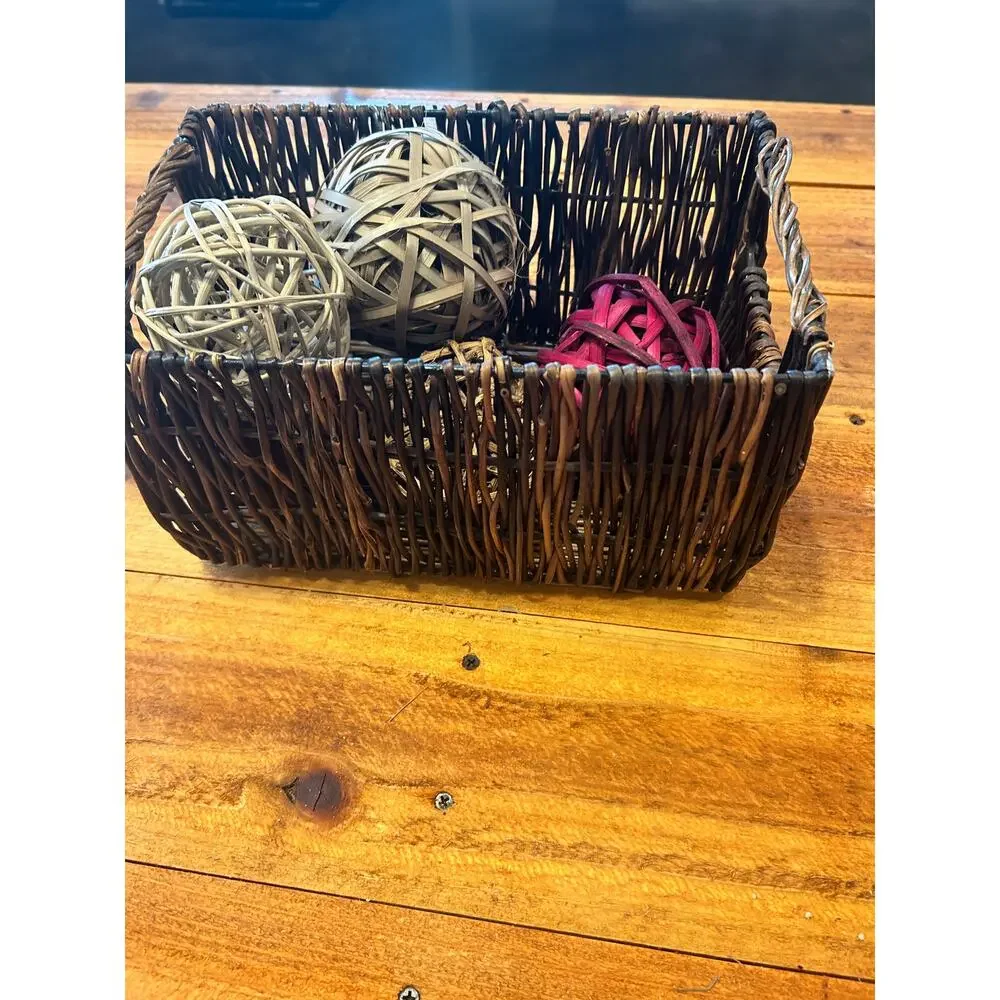Dark Brown Woven Storage Basket Rectangle Decorative Basket Farmhouse Decor